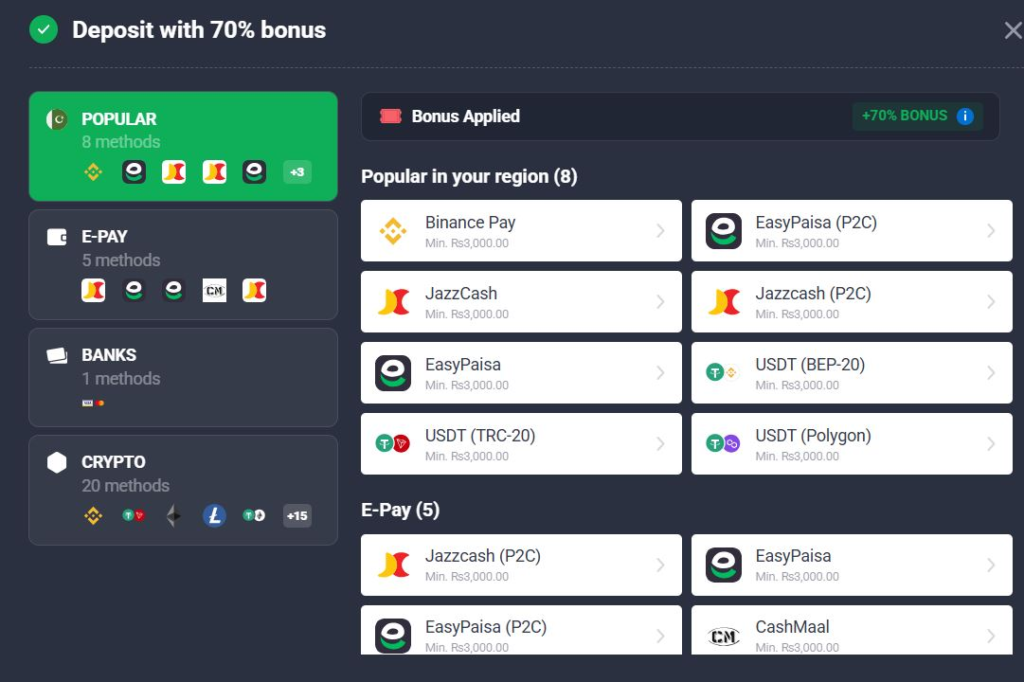 quotex pk deposit